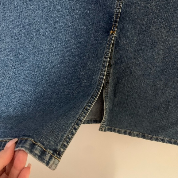 Denim Maxi Skirt with Back Slit - Picture 3 of 6